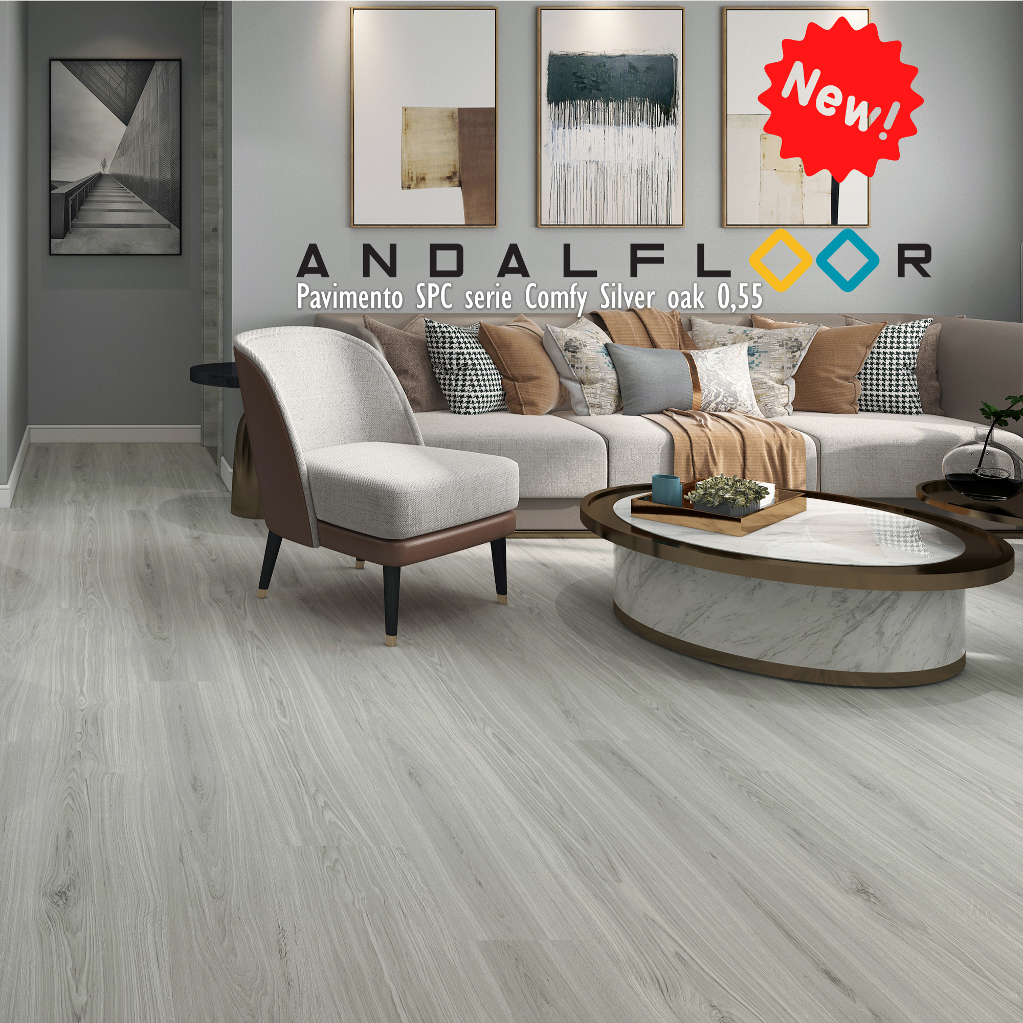 NEW Pavimento SPC Serie COMFY Click System colore SILVER OAK 27,00€/Mq –  AndalFLOOR